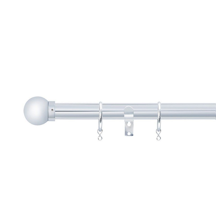 Homebase Curtain Poles & Tracks | Chrome Extendable Curtain Pole With Ball Finial- 170-300Cm (Dia 25/28Mm)