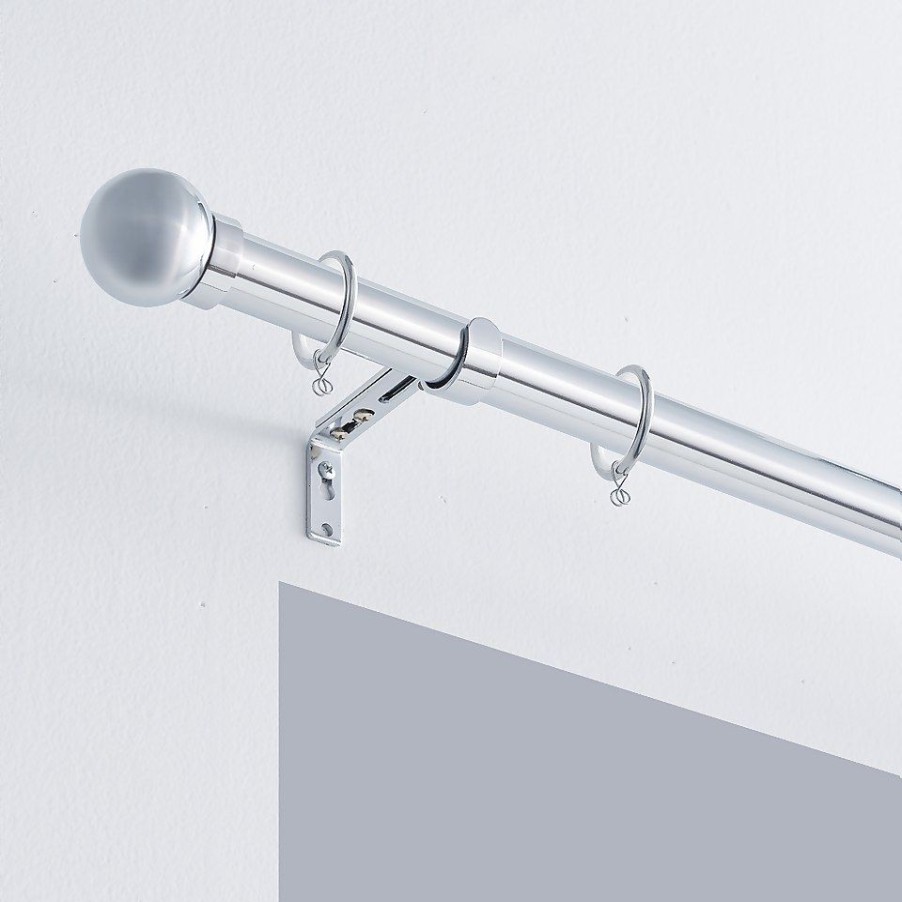 Homebase Curtain Poles & Tracks | Chrome Extendable Curtain Pole With Ball Finial- 170-300Cm (Dia 25/28Mm)