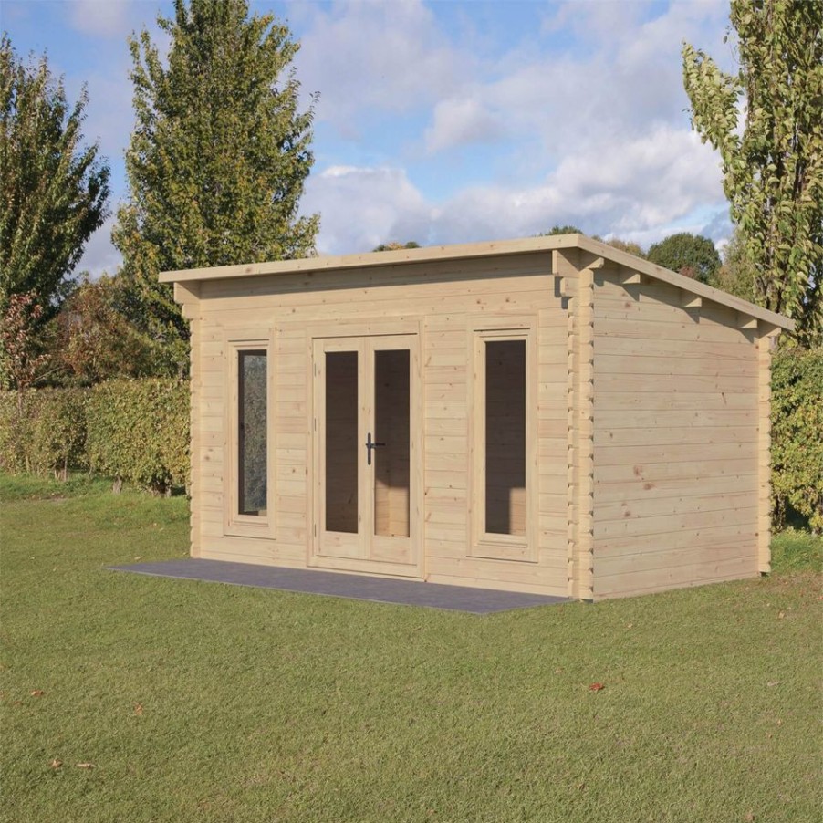 Homebase Garden Buildings | Forest Elmley 5.0M X 3.0M Log Cabin Double Glazed 24Kg Polyester Felt, Plus Underlay - Installation Included