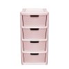 Homebase Storage Containers | Large 4 Drawer Storage Tower - Rattan Effect - Pink