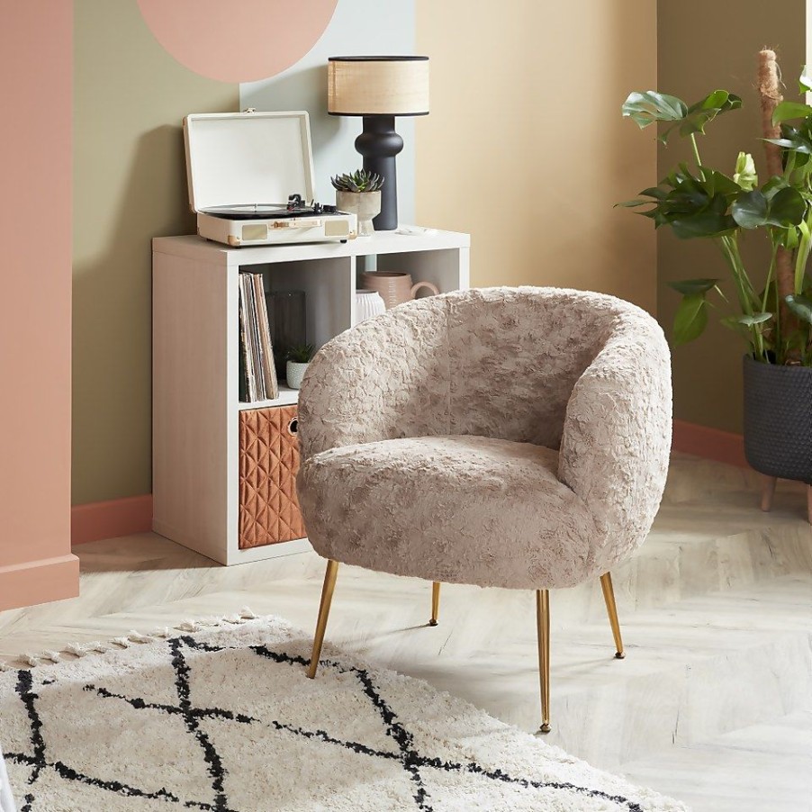 Homebase Chairs | Tori Faux Fur Tub Chair - Mocha