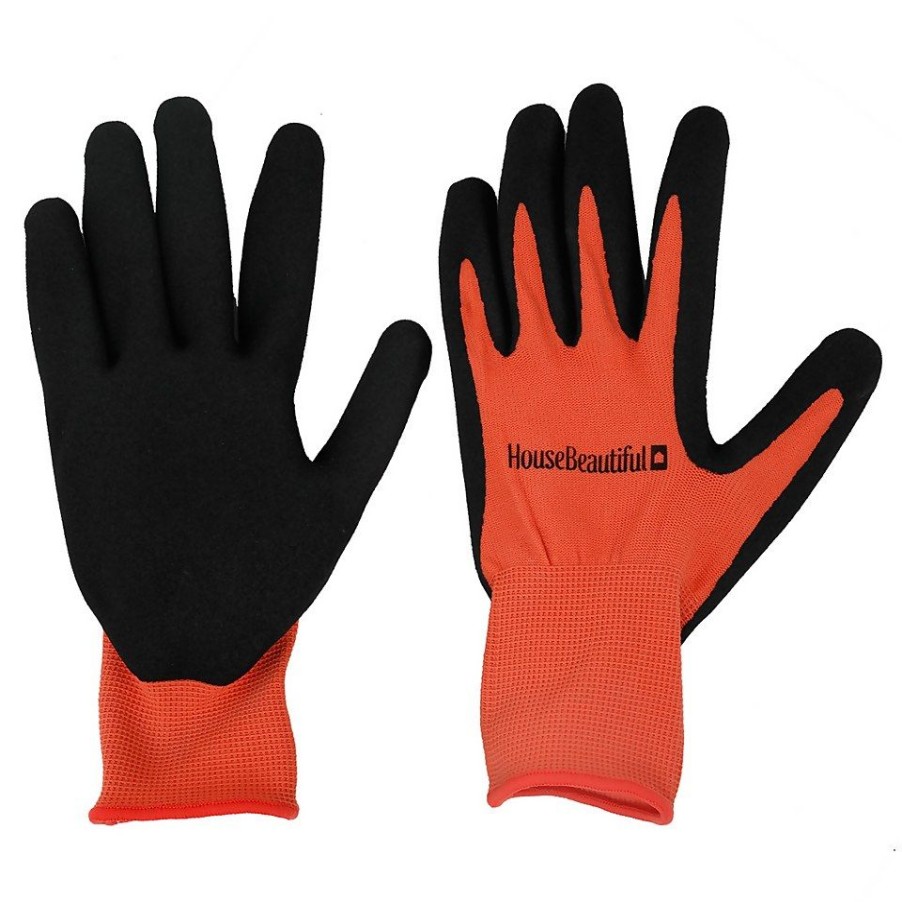 Homebase Garden Hand Tools | House Beautiful Gardening Gloves - Orange & Black