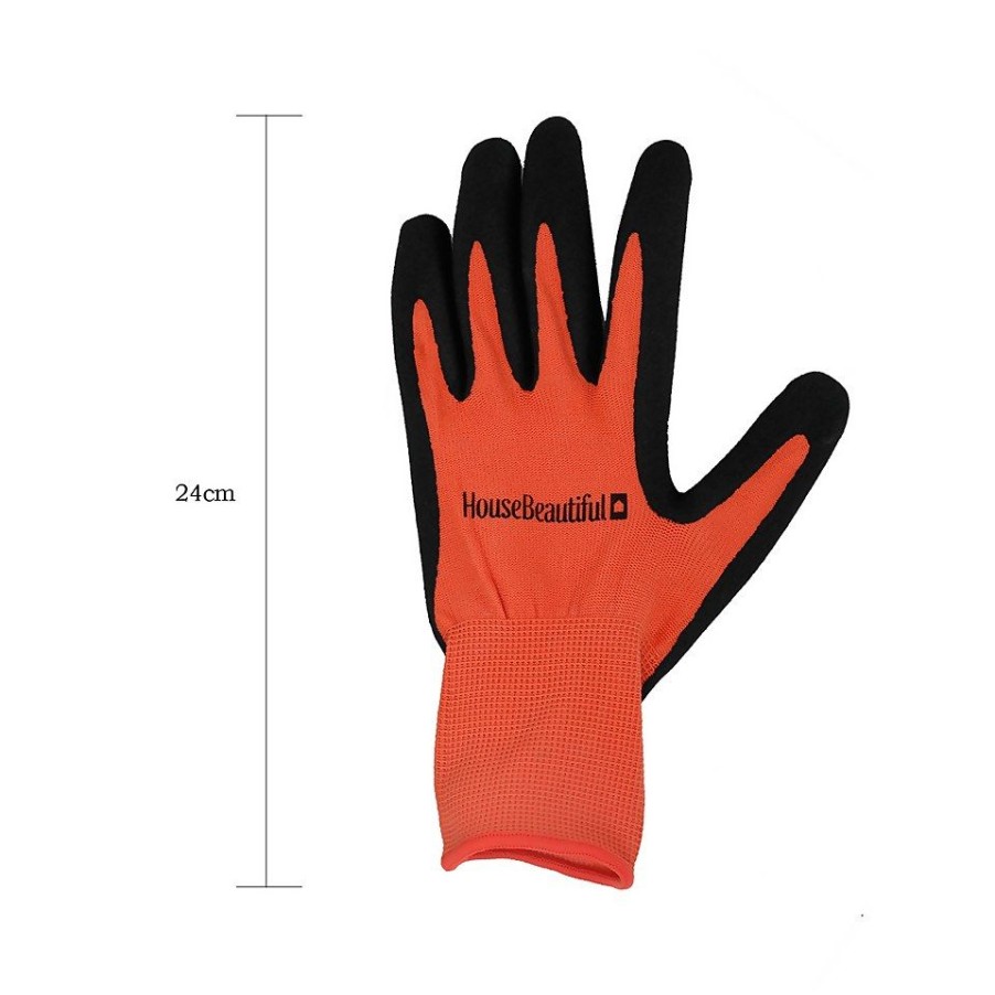 Homebase Garden Hand Tools | House Beautiful Gardening Gloves - Orange & Black