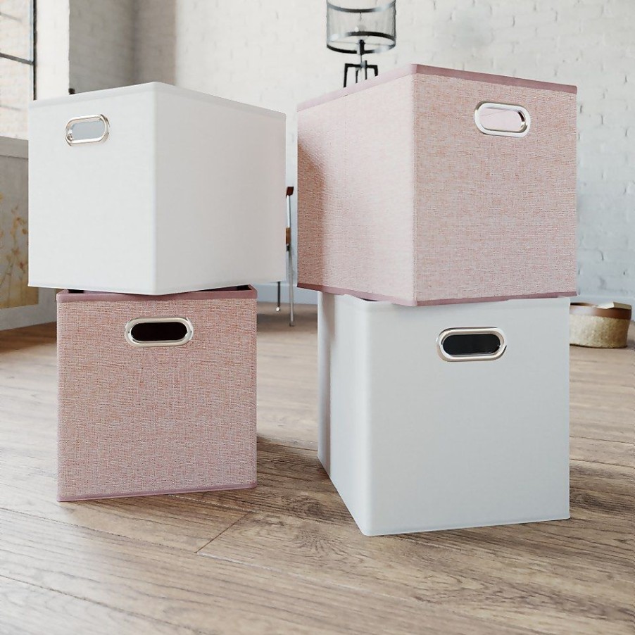 Homebase Cube Storage | Clever Cube Inserts - Set Of 4 - White & Blush