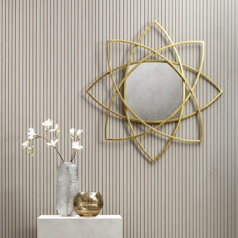 Homebase Mirrors | Farran Metal Wall Mirror - Champagne Gold - 91.5Cm