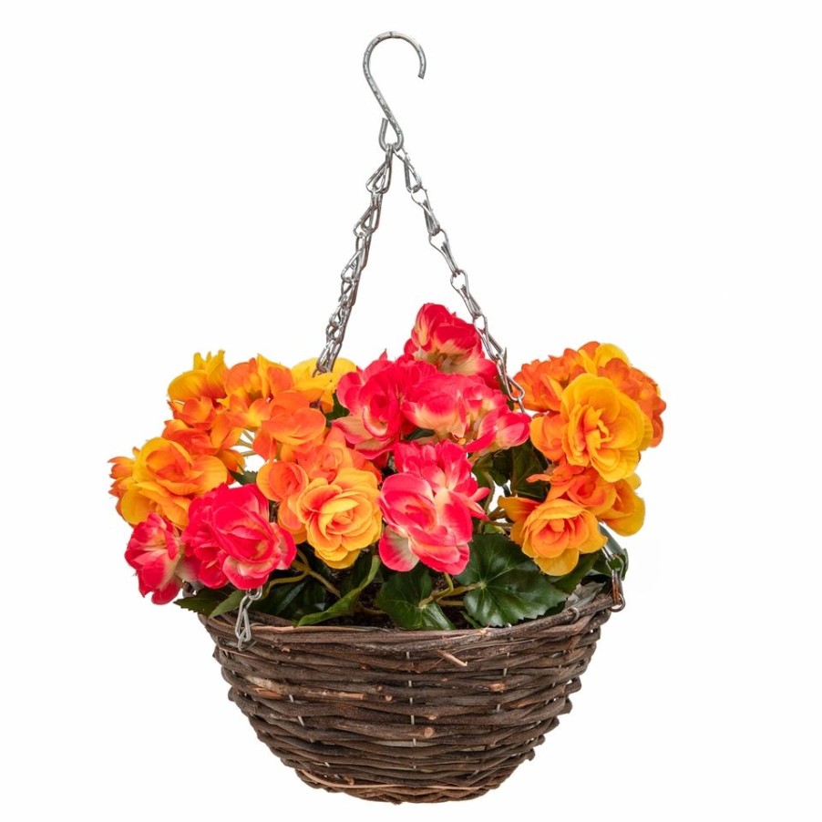 Homebase Artificial Plants | Artificial Begonia, Gardenia Or Petunia Assorted Hanging Basket