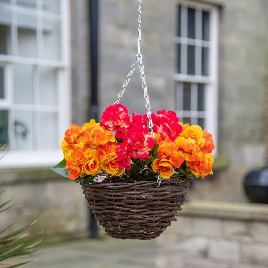 Homebase Artificial Plants | Artificial Begonia, Gardenia Or Petunia Assorted Hanging Basket