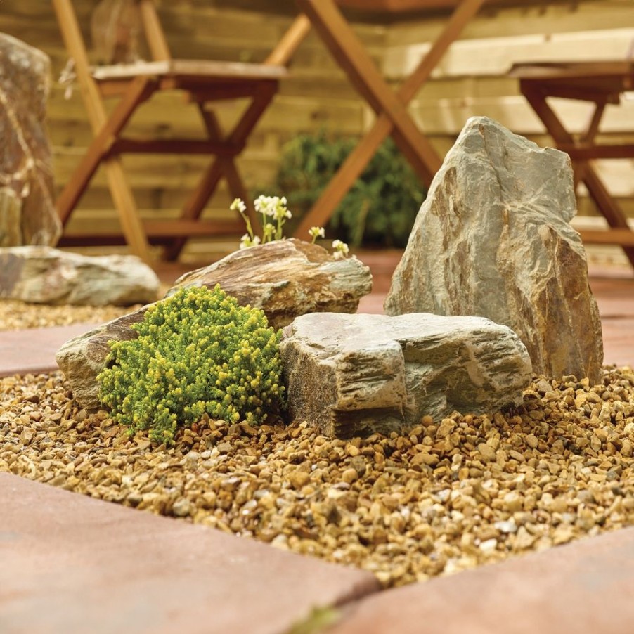 Homebase Decorative Stone, Gravel & Chippings | Stylish Stone Rustic Slate Rockery - Full Crate (70-80 Pieces)