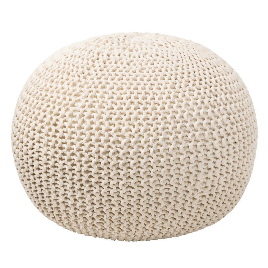 Homebase Chairs | Charles Chunky Knit Pouffe - Cream