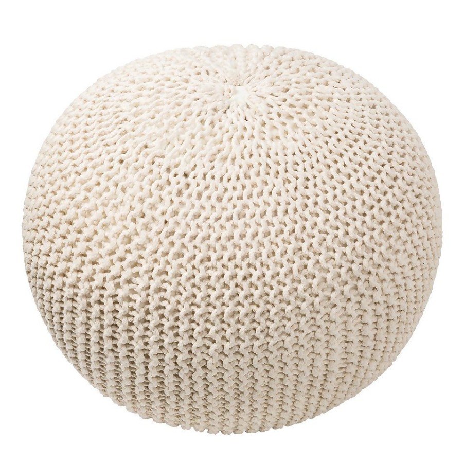 Homebase Chairs | Charles Chunky Knit Pouffe - Cream