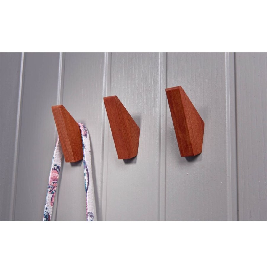 Homebase Hallway Furniture | Wooden Hook Set - Walnut Effect