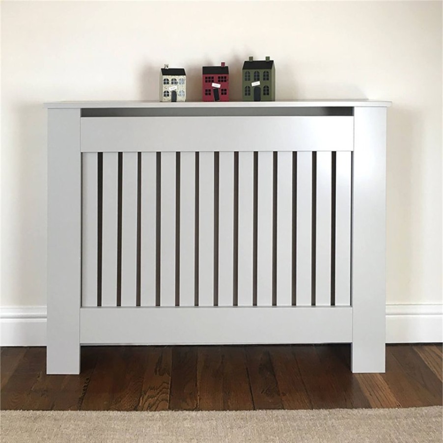 Homebase Hallway Furniture | Radiator Cover With Vertical Slatted Design In Grey - Small