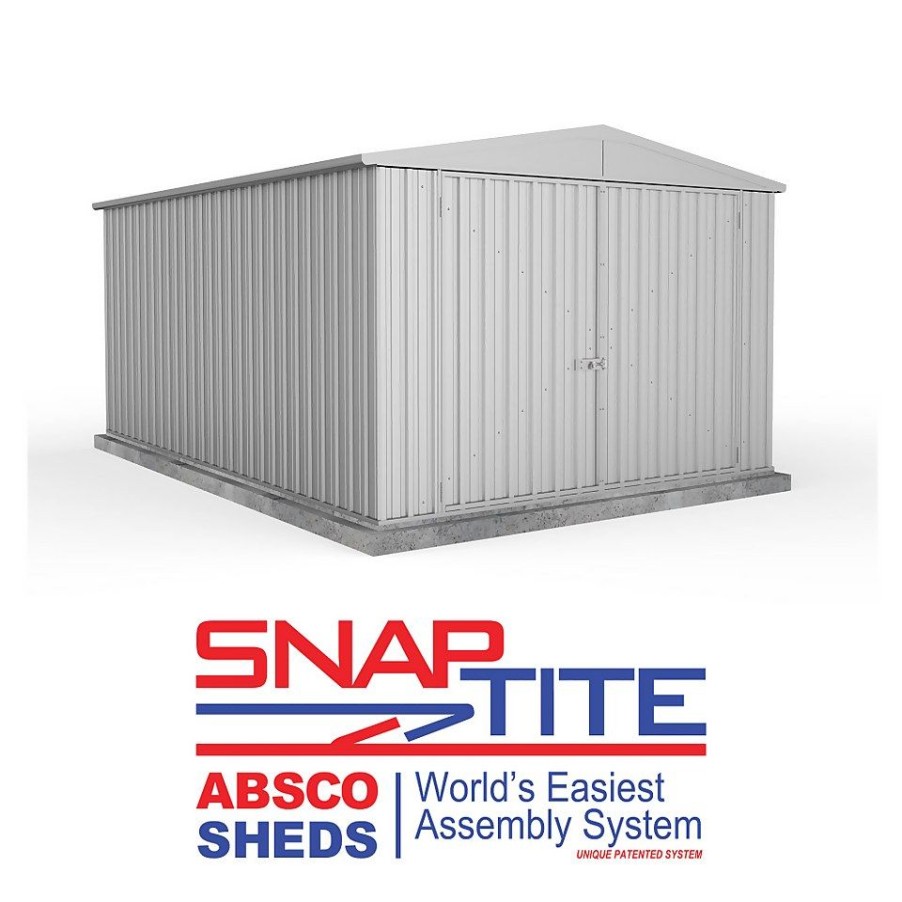 Homebase Garden Sheds | Absco 10 X 15Ft Utility Workshop Apex Metal Shed - Zinc