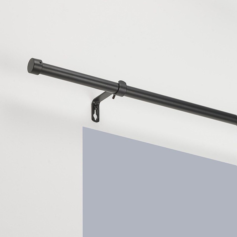 Homebase Curtain Poles & Tracks | Black Extendable Eyelet Curtain Pole With Stud Finial - 120-210Cm (Dia 16/19Mm)