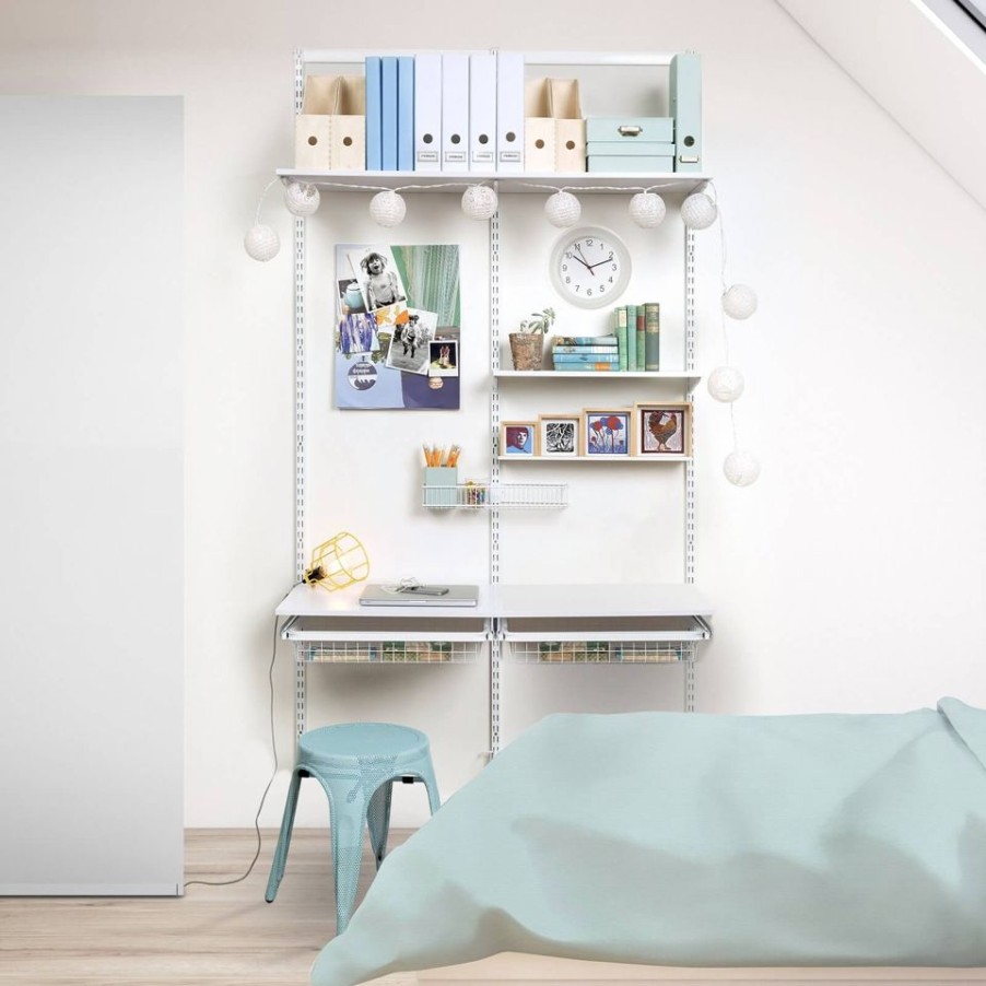 Homebase Shelving Brackets | Double Slot Upright - White -762Mm