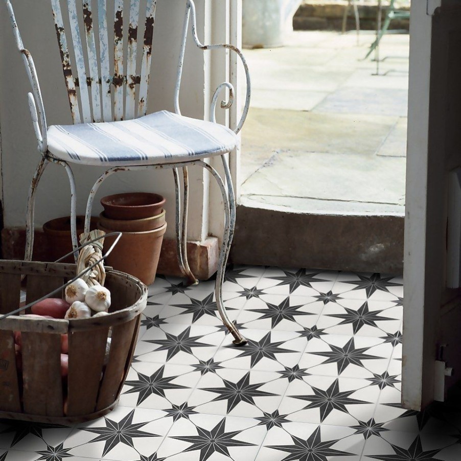 Homebase Outdoor Garden Tiles | Country Living Starry Skies White Light Porcelain Floor & Wall Tile 450 X 450Mm - 1.42 Sqm Pack