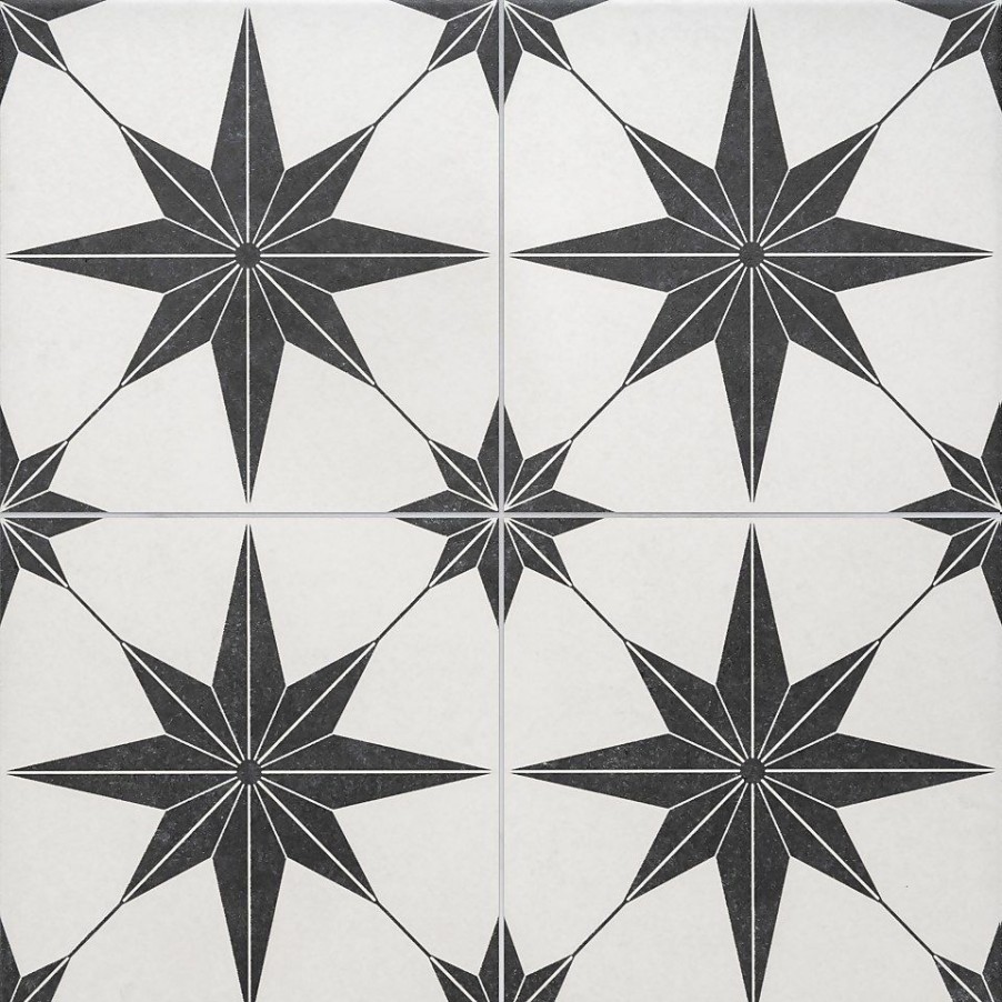 Homebase Outdoor Garden Tiles | Country Living Starry Skies White Light Porcelain Floor & Wall Tile 450 X 450Mm - 1.42 Sqm Pack