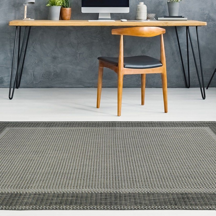 Homebase Rugs | Denver Border Indoor/Outdoor Rug - Grey - 160X230Cm