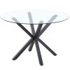 Homebase Dining Room Furniture | Ludlow Round Glass Dining Table - Charcoal