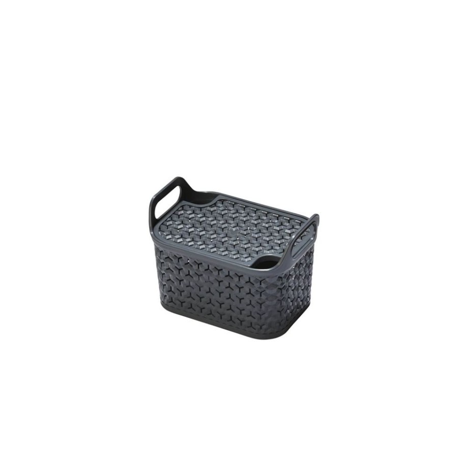 Homebase Storage & Home Deals | Small Urban Storage Basket With Lid - Graphite