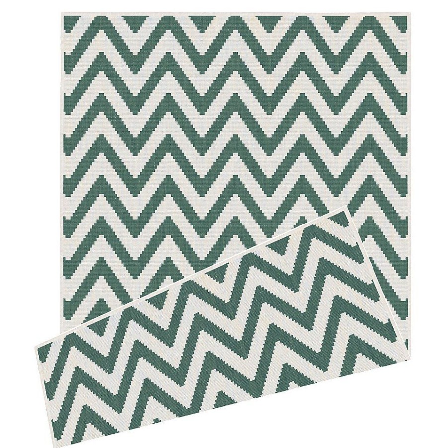 Homebase Rugs | Duo Weave Indoor/Outdoor Rug - Chevrons Green - 160X230Cm