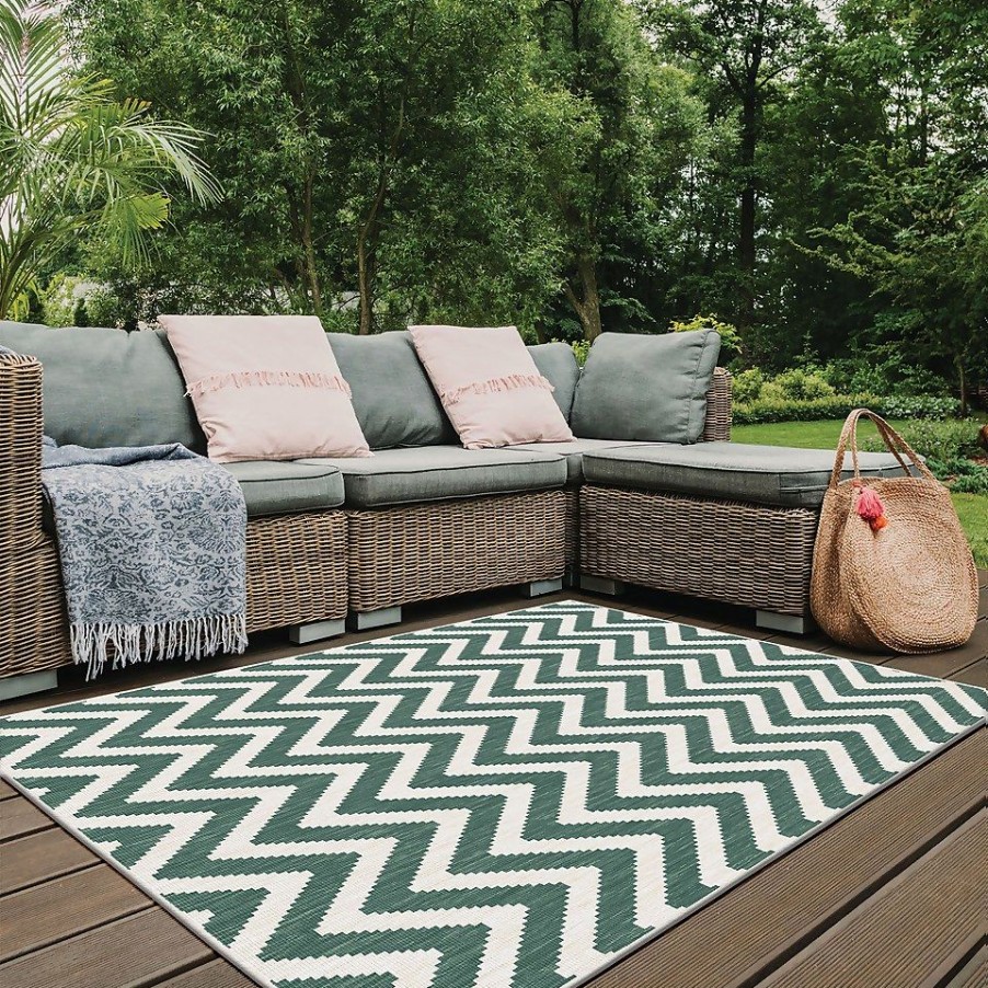 Homebase Rugs | Duo Weave Indoor/Outdoor Rug - Chevrons Green - 160X230Cm