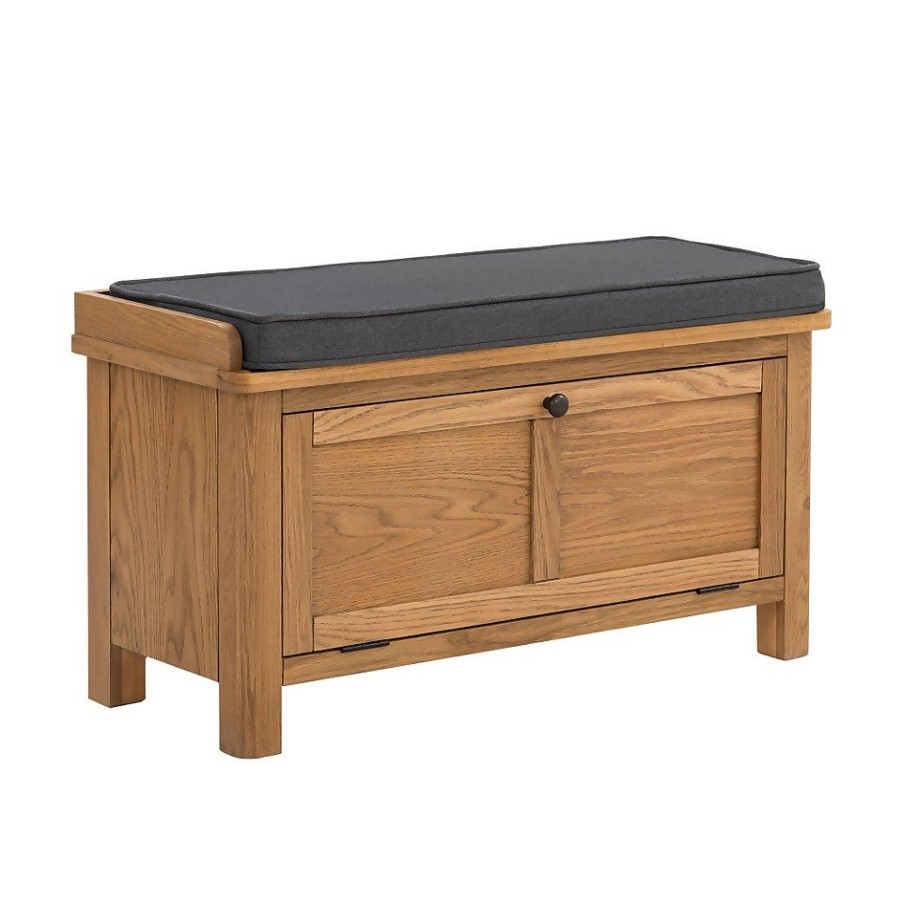 Homebase Hallway Furniture | Norbury Hallway Storage Bench - Oak