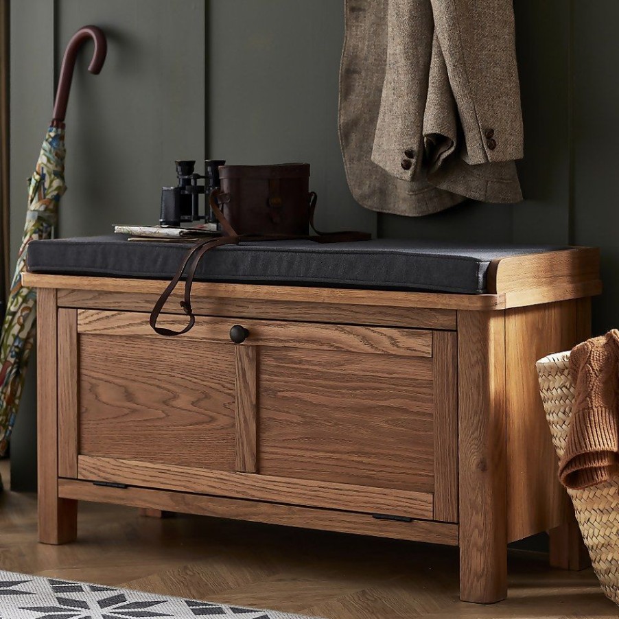 Homebase Hallway Furniture | Norbury Hallway Storage Bench - Oak