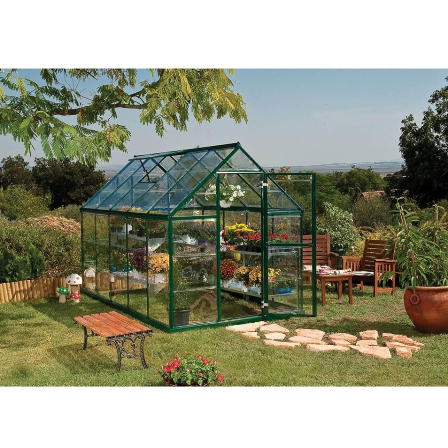 Homebase Greenhouses | Palram 6 X 10Ftcanopia Harmony Greenhouse- Green