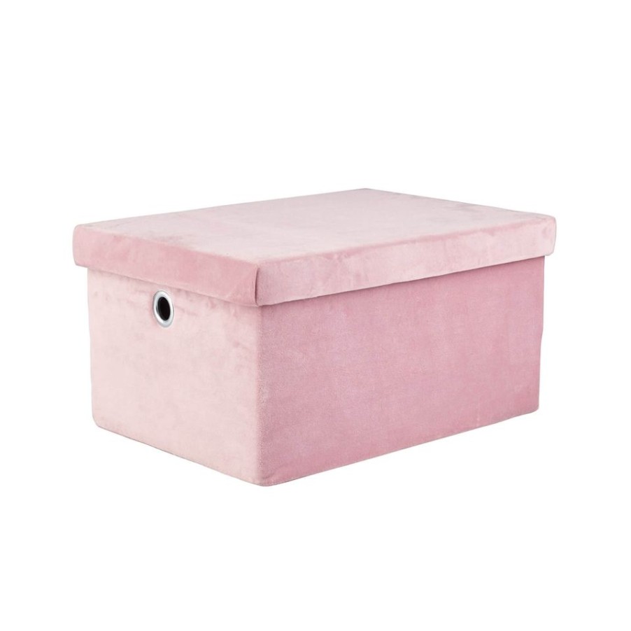 Homebase Storage Containers | Velvet Storage Boxes - Blush - Set Of 3