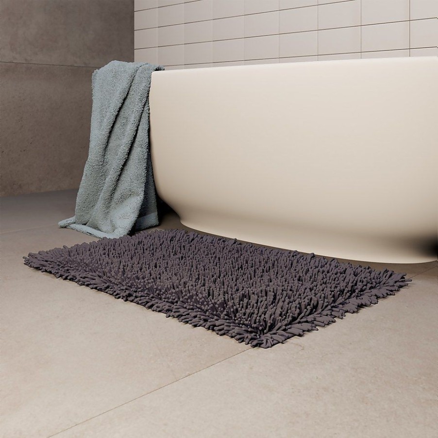 Homebase Bath Towels & Mats | Chenille Bath Mat 80X50Cm - Charcoal