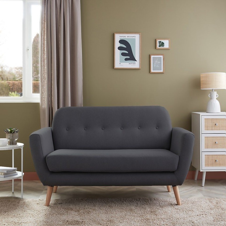 Homebase Sofas And Sofa Beds | Scandi Savannah 2 Seat Sofa - Charcoal