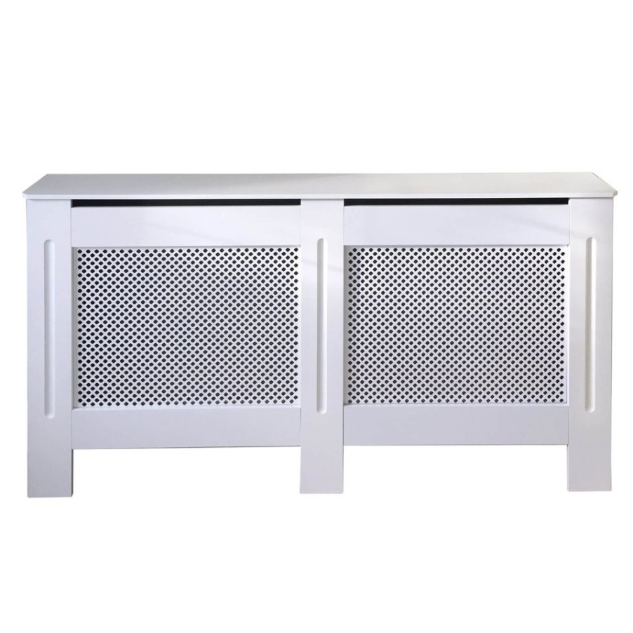 Homebase Hallway Furniture | Radiator Cover With Diamond Lattice Design In White - Large