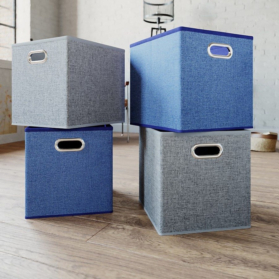 Homebase Cube Storage | Clever Cube Inserts - Set Of 4 - Silver & Steel Blue