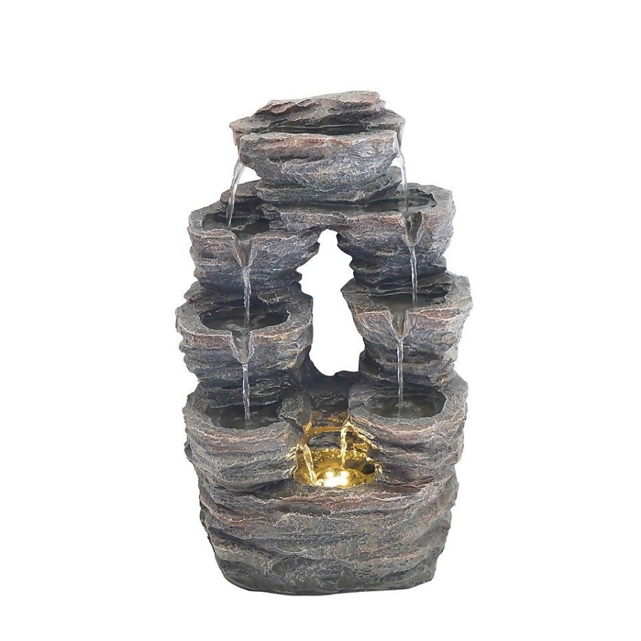 Homebase Water Features | Stone Garden Cascade Water Feature With Leds