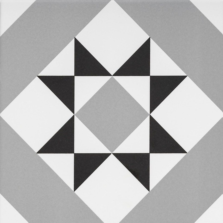 Homebase Outdoor Garden Tiles | Fiore Diamond Black Porcelain Wall & Floor Tile 200 X 200Mm - 0.52 Sqm Pack