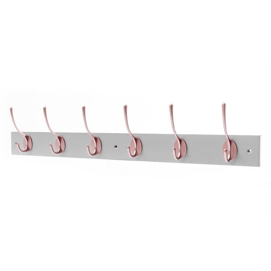 Homebase Hallway Furniture | 6 Victorian Rose Gold Hooks On Dove Bloc Board