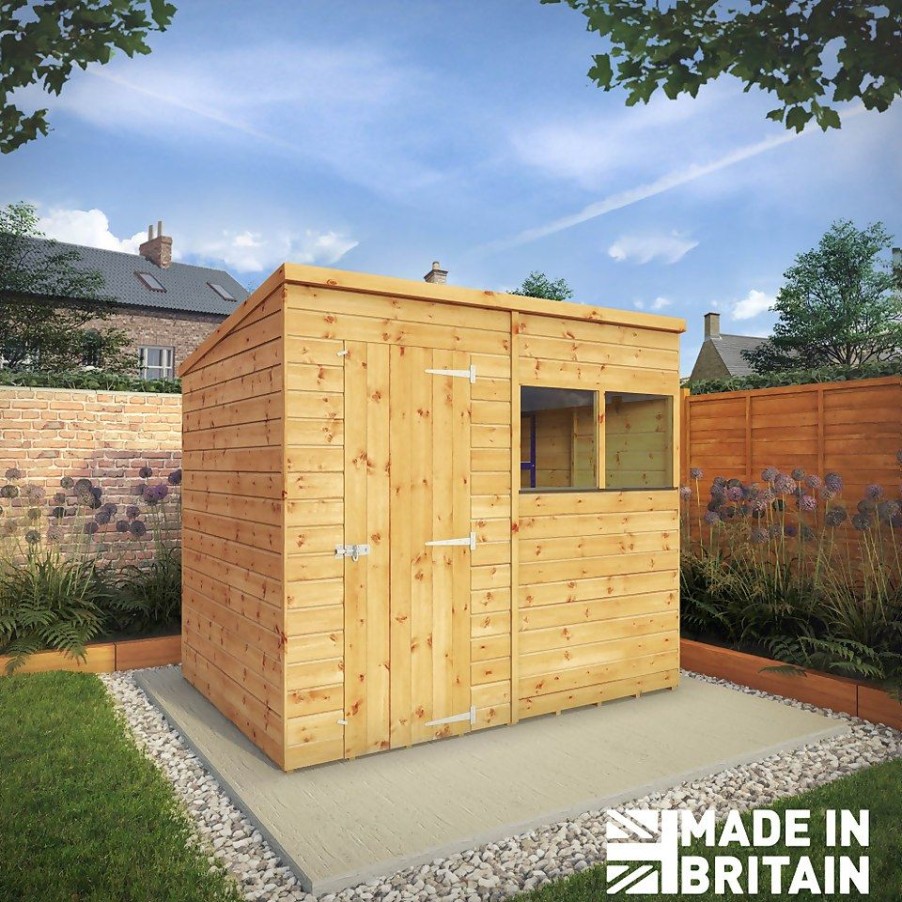 Homebase Garden Sheds | Mercia 8Ft X 6Ft Premium Shiplap Pent Shed - Including Installation