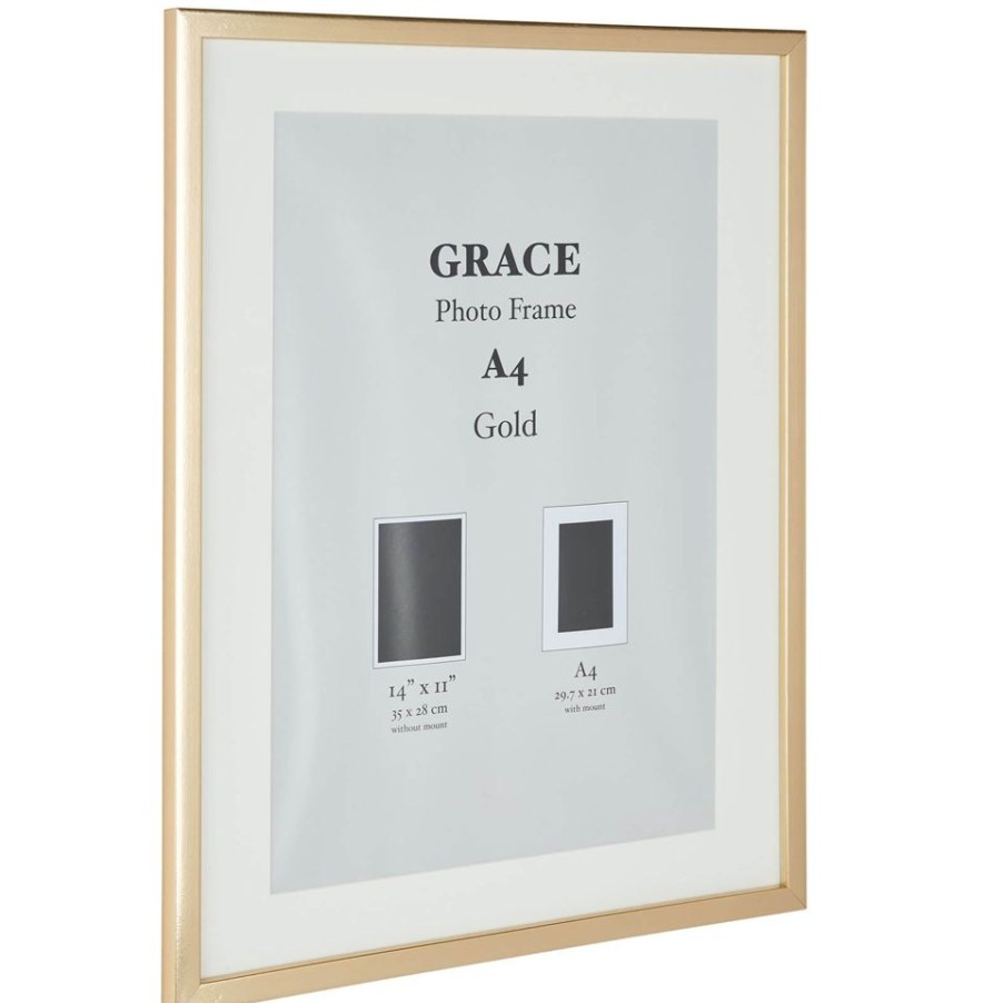 Homebase Photo Frames | Grace Picture Frame A4 - Gold