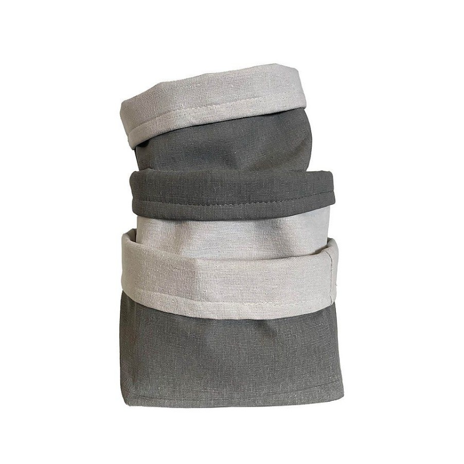 Homebase Storage Containers | Flexi Storage Kids Set Of 3 Nested Soft Storage Baskets Grey & Cream