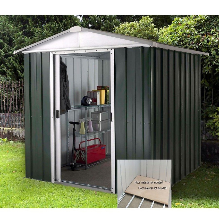 Homebase Metal Sheds | Yardmaster 6X5Ft Hercules Deluxe Apex Metal Shed With Floor Frame