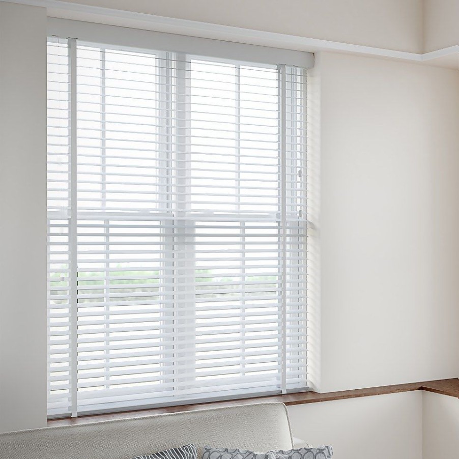 Homebase Storage & Home Deals | White 50Mm Faux Wood Venetian Blind - 120X160Cm