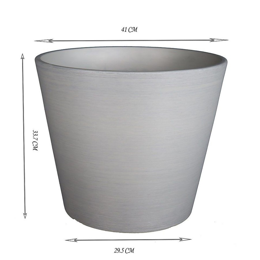 Homebase Plant Pots | Light Grey Brush Planter - 40Cm