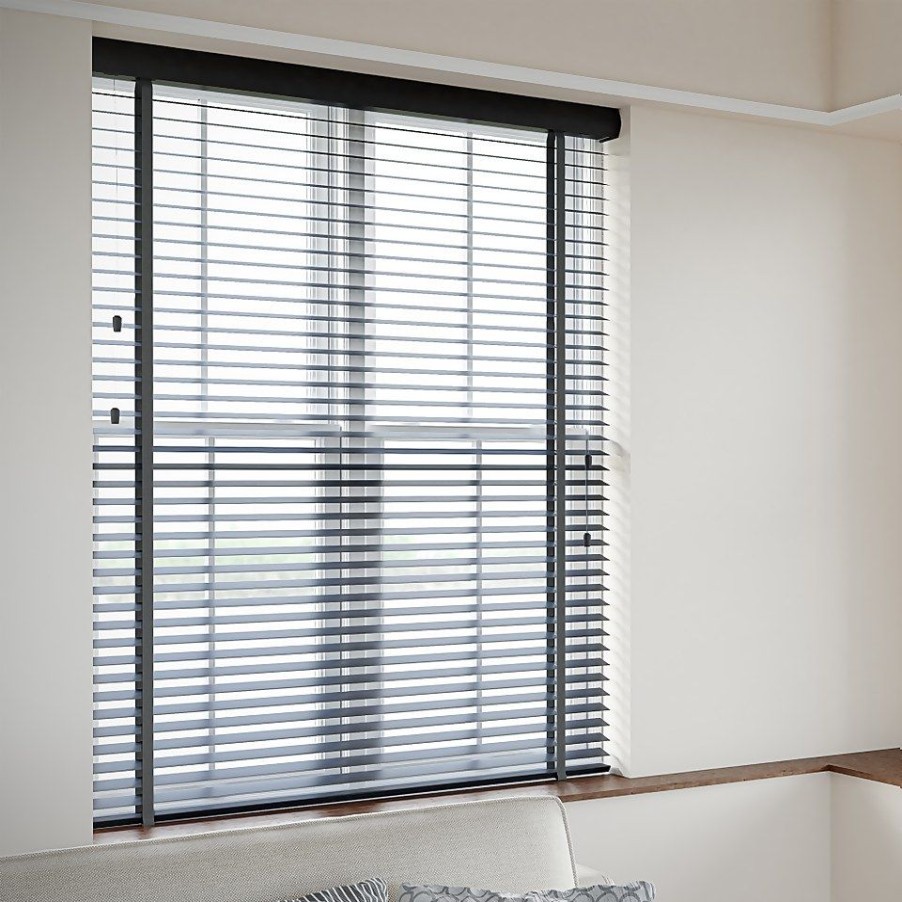 Homebase Storage & Home Deals | Charcoal 50Mm Faux Wood Venetian Blind - 180X160Cm