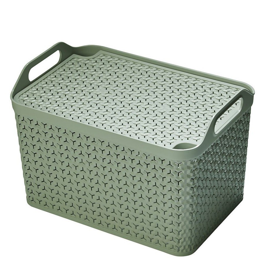 Homebase Storage & Home Deals | Large Urban Storage Basket With Lid - Green