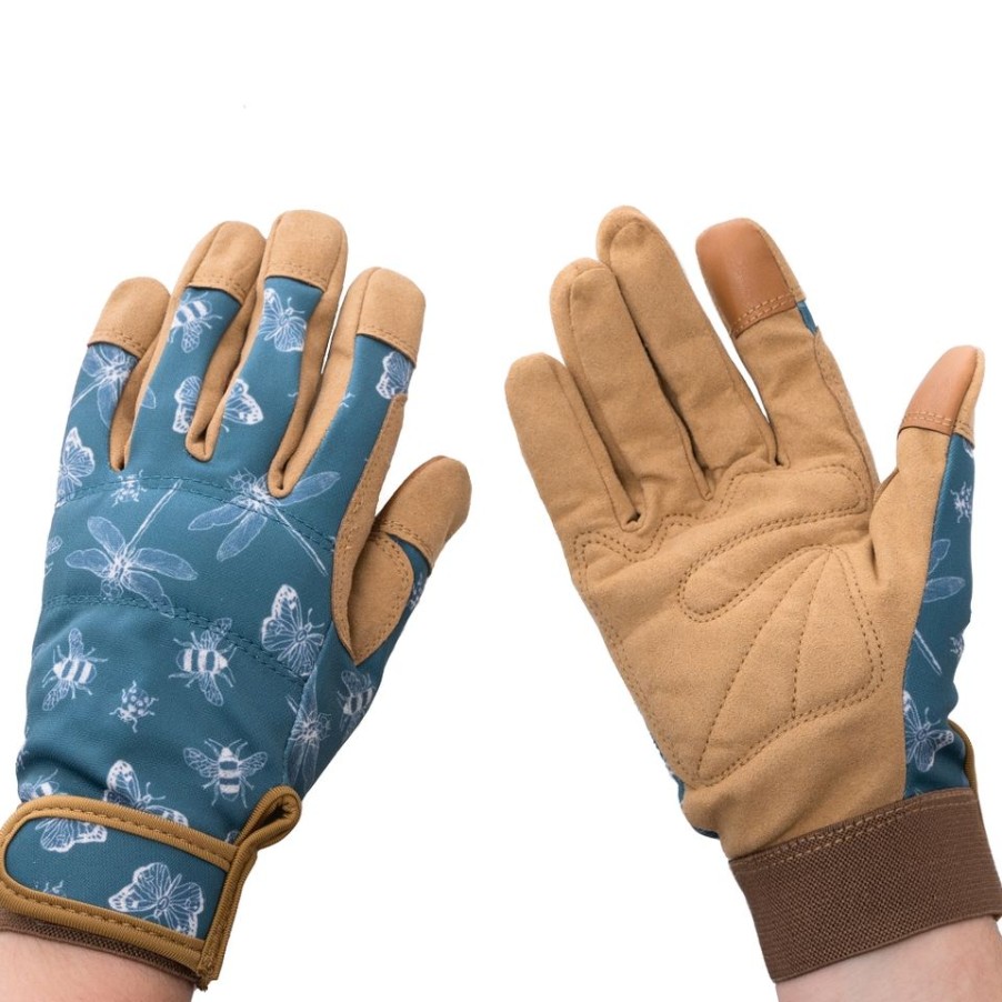 Homebase Garden Hand Tools | Kent & Stowe Premium Comfort Gardening Gloves Flutterbugs Small Teal