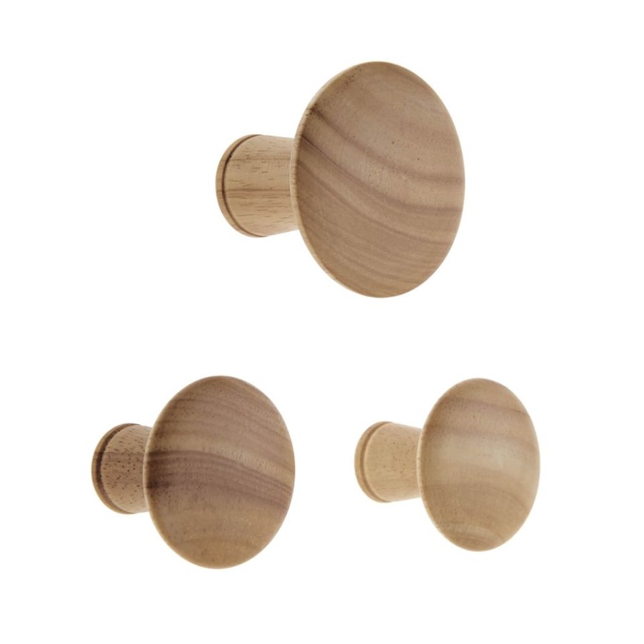 Homebase Hallway Furniture | Wood Dots Hook Set - Oak Effect