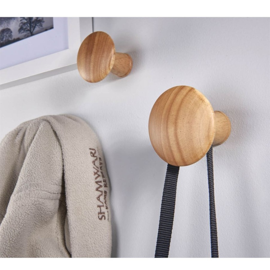 Homebase Hallway Furniture | Wood Dots Hook Set - Oak Effect