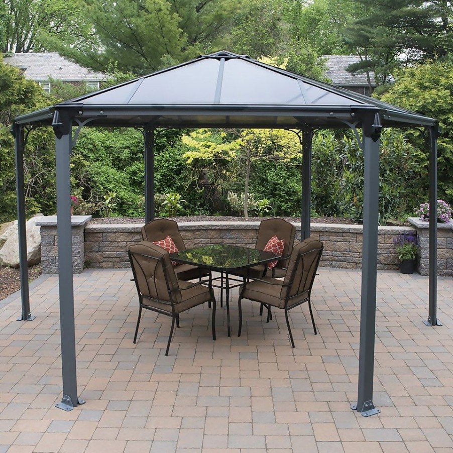 Homebase Gazebos & Marquees | Palram - Canopia Monaco Hexagonal Garden Gazebo Grey