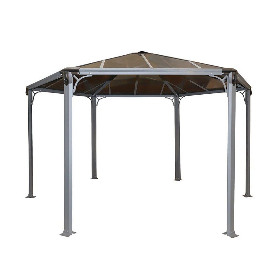 Homebase Gazebos & Marquees | Palram - Canopia Monaco Hexagonal Garden Gazebo Grey